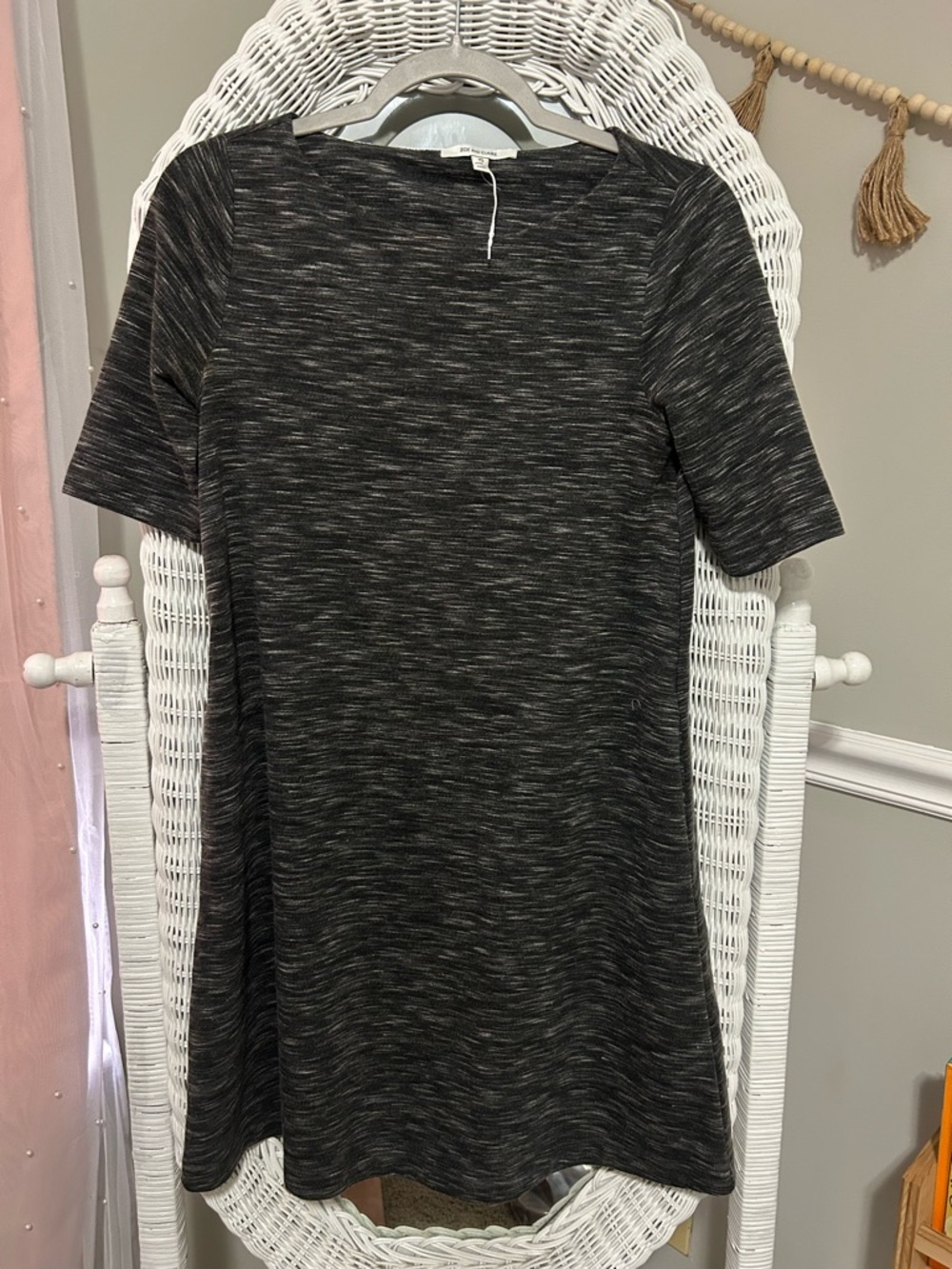 Dark Heather Gray Short Sleeve A-Line Dress